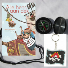 Set:Piratenboek met kompas en sleutehanger